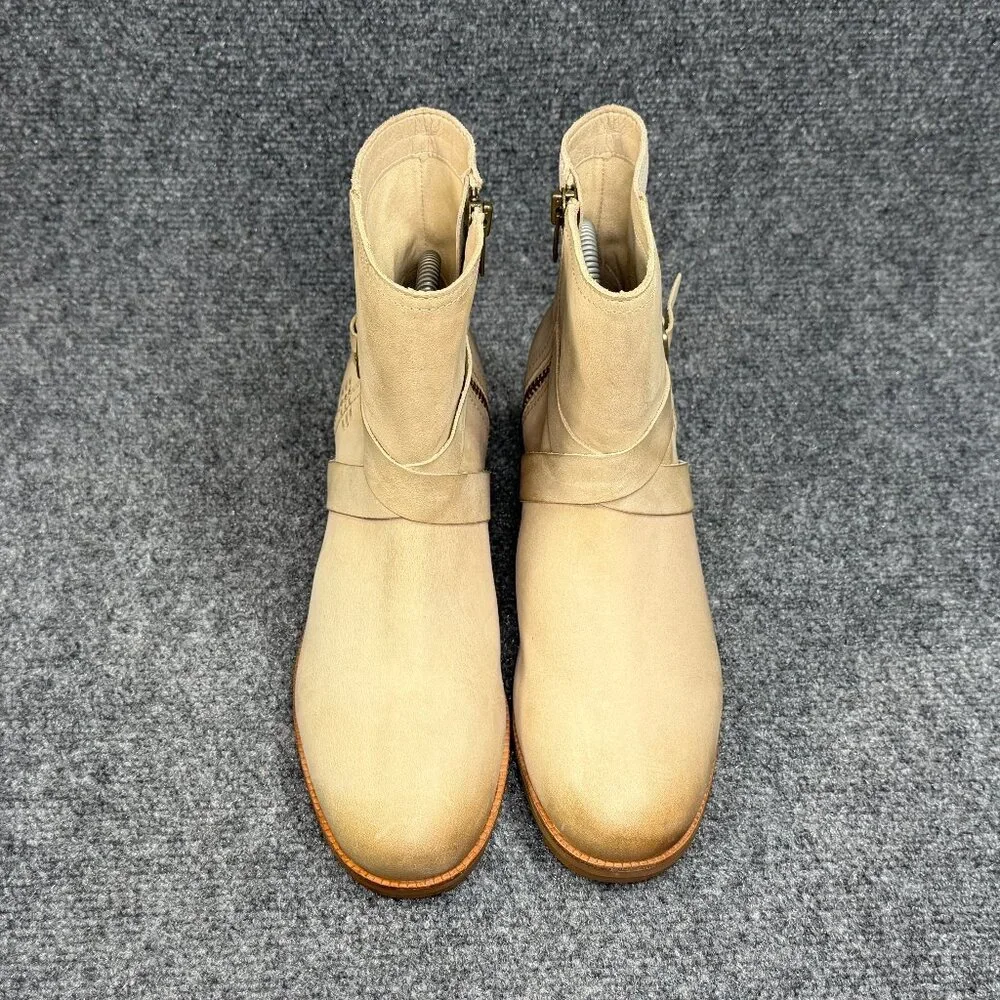Sorel Cate Buckle Ankle Boots Women's Size 7.5 Sandy Tan Leather Chelsea Booties